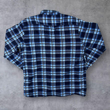 Load image into Gallery viewer, Vintage Vesta Blue Black White Plaid Check Long Sleeve Cotton Flannel Shirt
