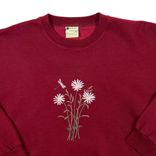 Load image into Gallery viewer, Vintage 90&#39;s OAK TREE LEISURE Embroidered Floral Wildlife Burgundy Crewneck Sweatshirt
