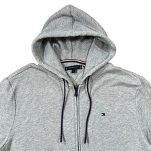 Load image into Gallery viewer, TOMMY HILFIGER Embroidered Sleeve Spellout Grey Zip Hoodie
