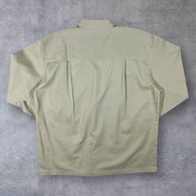 Load image into Gallery viewer, Vintage Black Faux Leather Panel Cowboy Western Beige Popper Long Sleeve Shirt GB 43/44
