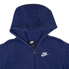 Load image into Gallery viewer, NIKE Classic Embroidered Mini Logo Navy Blue Zip Hoodie
