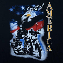 Load image into Gallery viewer, Vintage Spirit Of America Biker Eagle Patriotic Graphic Black Short Sleeve T-Shirt
