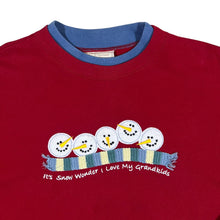 Load image into Gallery viewer, Vintage MC SPORTSWEAR Embroidered Snowman Christmas Festival Slogan Red Sweatshirt
