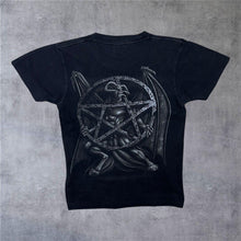 Load image into Gallery viewer, Early 00’s Hero Buff Satanic Gothic Horror Demon Devil Pentagram Graphic T-Shirt
