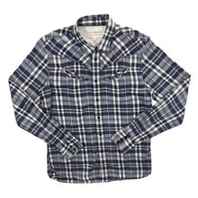 Load image into Gallery viewer, Levi&#39;s Special Edition Western Blue Grey Check Popper Button Long Sleeve Shirt
