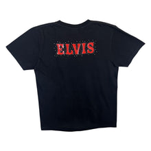 Load image into Gallery viewer, Early 00&#39;s Elvis Presley Rock N Roll Music Tribute Spellout Graphic Black T-Shirt
