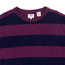 Load image into Gallery viewer, LEVI&#39;S Mighty Made Colour Block Burgundy Black Striped Short Sleeve Cotton T-Shirt
