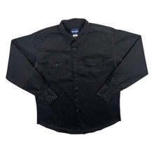 Load image into Gallery viewer, Vintage Wrangler Cowboy Western Black Popper Button Long Sleeve Cotton Shirt
