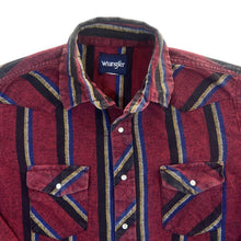 Load image into Gallery viewer, Vintage 90&#39;s Wrangler Western Pearl Snap Popper Striped Flannel Cotton Long Sleeve Shirt
