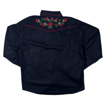 Load image into Gallery viewer, Coofandy Cowboy Western Embroidered Rose Floral Black Cotton Blend Long Sleeve Shirt
