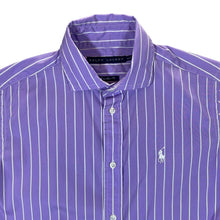 Load image into Gallery viewer, Early 00's RALPH LAUREN "Super Slim Fit" Mini Logo Purple Striped Long Sleeve Cotton Shirt
