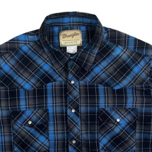 Load image into Gallery viewer, Vintage Wrangler Plaid Check Cowboy Western Pearl Snap Popper Long Sleeve Shirt
