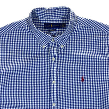 Load image into Gallery viewer, Vintage RALPH LAUREN &quot;Custom Fit&quot; Blue White Check Short Sleeve Button-Up Shirt
