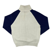 Load image into Gallery viewer, Early 00&#39;s POD Embroidered Mini Logo Colour Block Acrylic Wool Knit 1/4 Zip Jumper
