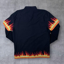 Load image into Gallery viewer, FSBN &quot;Regular Fit&quot; Gothic Y2K Flaming Black Layered Long Sleeve Shirt
