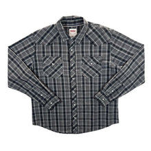 Load image into Gallery viewer, Levi&#39;s &quot;Regular&quot; Cowboy Western Black Grey Check Popper Button Long Sleeve Shirt
