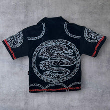 Load image into Gallery viewer, Early 00&#39;s Tempel-MJ Gothic Y2K Dragon Graphic Black Short Sleeve Shirt

