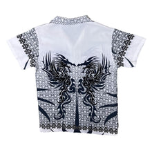 Load image into Gallery viewer, Early 00&#39;s Totsol Gothic Biker Tribal Dragon Graphic White Short Sleeve Shirt
