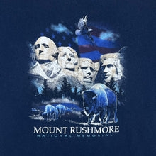 Load image into Gallery viewer, Vintage Prairie Mountain MOUNT RUSHMORE Souvenir Spellout Graphic Navy Blue T-Shirt
