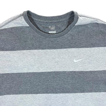 Load image into Gallery viewer, NIKE Athletic Dept. Embroidered Mini Logo Colour Block Grey Striped Crewneck Sweatshirt
