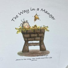 Load image into Gallery viewer, Early 00&#39;s THE WAY IN A MANGER Religous Cartoon Graphic Long Sleeve White T-Shirt
