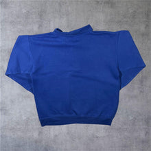 Load image into Gallery viewer, Vintage Compliments Embroidered Centre Motif Blue Collared Sweatshirt
