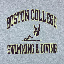 Load image into Gallery viewer, Champion BOSTON COLLEGE &quot;Swimming &amp; Diving&quot; College Spellout Graphic Grey T-Shirt

