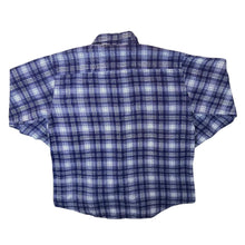 Load image into Gallery viewer, Vintage Happiness Blue White Plaid Check Long Sleeve Cotton Flannel Shirt
