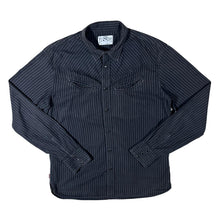 Load image into Gallery viewer, Vintage Levi Strauss &amp; Co Levi&#39;s Embroidered Black Grey Striped Long sleeve Popper Shirt
