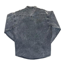 Load image into Gallery viewer, Vintage LAVISH JEANS Western Wear Embroidered Acid Washed Black Denim Long Sleeve Shirt
