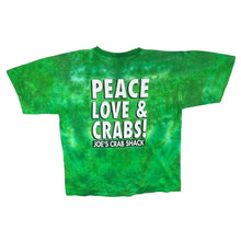 Load image into Gallery viewer, Vintage 90&#39;s Sundog &quot;Joe&#39;s Crab Shack&quot; Souvenir Peace Green Tie Dye Single Stitch T-Shirt
