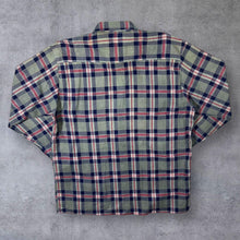 Load image into Gallery viewer, Vintage Checkout Khaki-Grey Navy Red Plaid Check Long Sleeve Cotton Flannel Shirt

