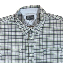 Load image into Gallery viewer, Early 00&#39;s WRANGLER White Green Multi Plaid Check Short Sleeve Cotton Shirt

