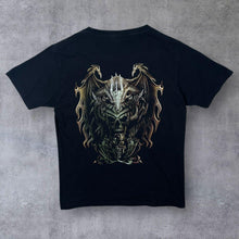 Load image into Gallery viewer, Vintage WILD Gothic Fantasy Dragon Skull Sword Graphic Black T-Shirt

