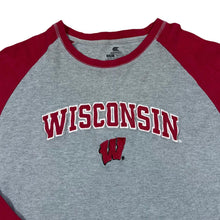 Load image into Gallery viewer, Colosseum NCAA WISCONSIN BADGERS Embroidered College Spellout Waffle Textured Raglan Long Sleeve T-Shirt
