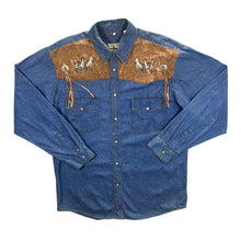 Load image into Gallery viewer, Vintage John F. Gee Cowboy Western Horse Blue Denim Cotton Long Sleeve Shirt
