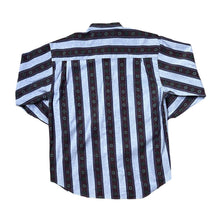 Load image into Gallery viewer, Vintage 90's PENNY LANE Colour Block Patterned Striped Long Sleeve Grandad Collar Shirt
