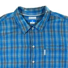 Load image into Gallery viewer, COLUMBIA Blue Mix Plaid Check Utility Short Sleeve Cotton Shirt
