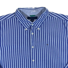 Load image into Gallery viewer, Tommy Hilfiger Blue White Striped Long Sleeve Button-Up Cotton Shirt
