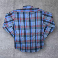 Load image into Gallery viewer, Vintage Wrangler Cowboy Western Made In USA Blue Plaid Check Long Sleeve Shirt

