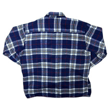 Load image into Gallery viewer, Vintage Henryk Navy White Red Yellow Plaid Check Long Sleeve Acrylic Flannel Shirt
