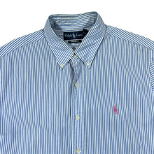 Load image into Gallery viewer, RALPH LAUREN "Custom Fit" Striped Embroidered Mini Logo Short Sleeve Cotton Shirt
