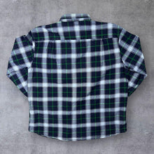 Load image into Gallery viewer, Vintage Portonova Navy Green Grey Plaid Check Long Sleeve Cotton Flannel Shirt
