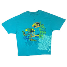 Load image into Gallery viewer, Vintage 90&#39;s HANES Tropical Fish Wildlife Graphic Blue Single Stitch T-Shirt
