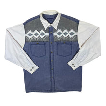Load image into Gallery viewer, Vintage Designer&#39;s Club Cowboy Western Aztec Patterned Blue Denim Long Sleeve Shirt
