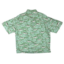 Load image into Gallery viewer, COLUMBIA &quot;Suffolk, VA&quot; Fish Patterned Cotton Short Sleeve Button-Up Shirt
