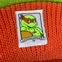 Load image into Gallery viewer, Vintage Mirage (1990) TEENAGE MUTANT NINJA TURTLES &quot;Michaelangelo&quot; TV Shoe Cartoon Beanie Hat Scarf Set
