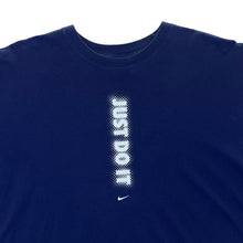 Load image into Gallery viewer, Vintage NIKE &quot;Just Do It&quot; Classic Mini Swoosh Logo Spellout Graphic Navy Blue T-Shirt
