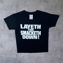 Load image into Gallery viewer, Vintage WWF (1999) The Rock “Layeth The Smacketh Down!” Wrestling Black T-Shirt
