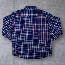 Load image into Gallery viewer, Vintage Shuntong Navy Blue Plaid Check Long Sleeve Cotton Flannel Shirt
